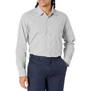 Amazon Essentials Herren Langärmeliges Business Hemd aus Popeline, Normale Passform, Grey Mini-gingham, L Amazon Essentials Herren Langärmeliges Business Hemd aus Popeline, Normale Passform, Grey Mini-gingham, L