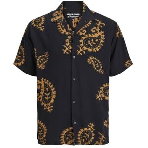 JACK & JONES Herren JORLUKE Party AOP Shirt SS BLK Kurzarmhemd 12251079,Schwarz,M JACK & JONES Herren JORLUKE Party AOP Shirt SS BLK Kurzarmhemd 12251079,Schwarz,M