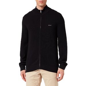 GANT Herren Cotton Pique Zip Cardigan Strickjacke, Schwarz, L EU GANT Herren Cotton Pique Zip Cardigan Strickjacke, Schwarz, L EU