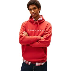 Tommy Jeans Herren Hoodie Linear Logo mit Kapuze, Rot (Terracotta Red), M Tommy Jeans Herren Hoodie Linear Logo mit Kapuze, Rot (Terracotta Red), M
