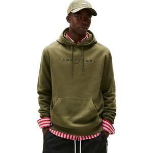 Tommy Jeans Herren Hoodie Linear Logo mit Kapuze, Grün (Dark Greenery), S Tommy Jeans Herren Hoodie Linear Logo mit Kapuze, Grün (Dark Greenery), S