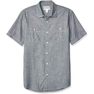 Amazon Essentials Herren Kurzärmeliges Hemd aus Popeline, Normale Passform, Grau, XXL Amazon Essentials Herren Kurzärmeliges Hemd aus Popeline, Normale Passform, Grau, XXL