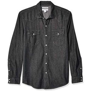Amazon Essentials Herren Langärmeliges Jeanshemd, Normale Passform, Schwarz, XL Amazon Essentials Herren Langärmeliges Jeanshemd, Normale Passform, Schwarz, XL