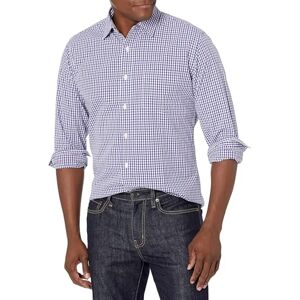 Amazon Essentials Herren Langärmeliges Business Hemd aus Popeline, Normale Passform, Blue/Purple Gingham, XL Amazon Essentials Herren Langärmeliges Business Hemd aus Popeline, Normale Passform, Blue/Purple Gingham, XL