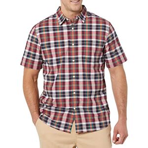 Amazon Essentials Herren Kurzärmeliges Hemd aus Popeline, Schmale Passform, Marineblau Rot Weiß Karomuster, XXL Amazon Essentials Herren Kurzärmeliges Hemd aus Popeline, Schmale Passform, Marineblau Rot Weiß Karomuster, XXL