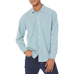 Amazon Essentials Herren Langärmeliges Business Hemd aus Popeline, Normale Passform, Blue/Green Gingham, XL Amazon Essentials Herren Langärmeliges Business Hemd aus Popeline, Normale Passform, Blue/Green Gingham, XL