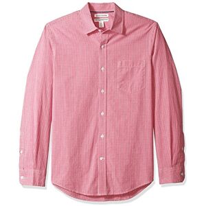 Amazon Essentials Herren Langärmeliges Business Hemd aus Popeline Schmale Passform, Rot Vichy-muster, L Amazon Essentials Herren Langärmeliges Business Hemd aus Popeline Schmale Passform, Rot Vichy-muster, L
