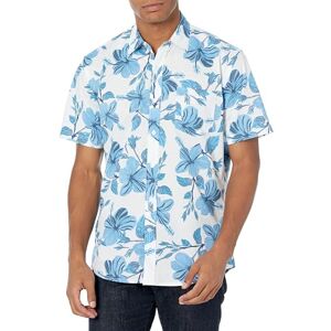 Amazon Essentials Herren Kurzärmeliges Sommerhemd mit Aufdruck, Normale Passform, Blau Blumenaufdruck, S Amazon Essentials Herren Kurzärmeliges Sommerhemd mit Aufdruck, Normale Passform, Blau Blumenaufdruck, S
