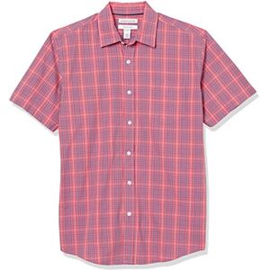 Amazon Essentials Herren Kurzärmeliges Hemd aus Popeline, Normale Passform, Verwaschenes Rot Karomuster, L Amazon Essentials Herren Kurzärmeliges Hemd aus Popeline, Normale Passform, Verwaschenes Rot Karomuster, L