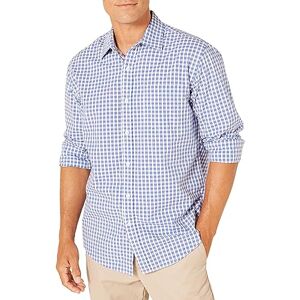 Amazon Essentials Herren Langärmeliges Business Hemd aus Popeline, Normale Passform, Blau Checks, M Amazon Essentials Herren Langärmeliges Business Hemd aus Popeline, Normale Passform, Blau Checks, M