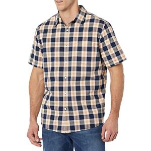 Amazon Essentials Herren Kurzarm-Hemd aus Stretch-Popeline, Normale Passform (in Übergrößen erhältlich), Marineblau Pfirsich Karomuster, 4XL Große Größen Tall Amazon Essentials Herren Kurzarm-Hemd aus Stretch-Popeline, Normale Passform (in Übergrößen erhältlich), Marineblau Pfirsich Karomuster, 4XL Große Größen Tall