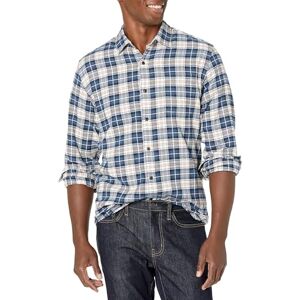 Amazon Essentials Men's Regular-Fit Long-Sleeve Plaid Flannel Shirt, Blue/White Plaid, Small Amazon Essentials Men's Regular-Fit Long-Sleeve Plaid Flannel Shirt, Blue/White Plaid, Small