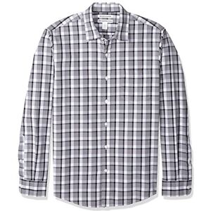 Amazon Essentials Herren Langärmeliges Business Hemd aus Popeline Schmale Passform, Schwarz Grau Karomuster, XXL Amazon Essentials Herren Langärmeliges Business Hemd aus Popeline Schmale Passform, Schwarz Grau Karomuster, XXL