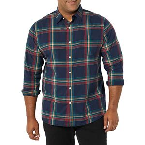 Amazon Essentials Herren Langärmeliges Hemd Aus Stretch-Popeline Mit Schlanker Passform, Marineblau Rot Grünblau Karomuster, XS Amazon Essentials Herren Langärmeliges Hemd Aus Stretch-Popeline Mit Schlanker Passform, Marineblau Rot Grünblau Karomuster, XS