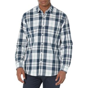 Amazon Essentials Herren Langärmeliges Business Hemd aus Popeline, Normale Passform, Weiß Marineblau Großes Karo, M Amazon Essentials Herren Langärmeliges Business Hemd aus Popeline, Normale Passform, Weiß Marineblau Großes Karo, M