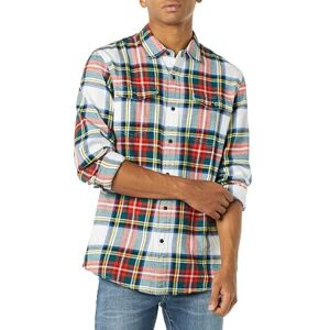 Amazon Essentials Herren Langärmeliges Flanell-Hemdjacke mit Brusttaschen, Schmale Passform, Rot Weiß Tartan Plaid, M Amazon Essentials Herren Langärmeliges Flanell-Hemdjacke mit Brusttaschen, Schmale Passform, Rot Weiß Tartan Plaid, M