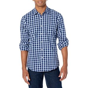 Amazon Essentials Herren Langärmeliges Business Hemd aus Popeline Schmale Passform, Blau Karomuster/Rot, L Amazon Essentials Herren Langärmeliges Business Hemd aus Popeline Schmale Passform, Blau Karomuster/Rot, L