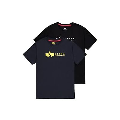 Herren Alpha Label 2 Pack T-Shirt, Black/Rep.Blue, L Herren Alpha Label 2 Pack T-Shirt, Black/Rep.Blue, L