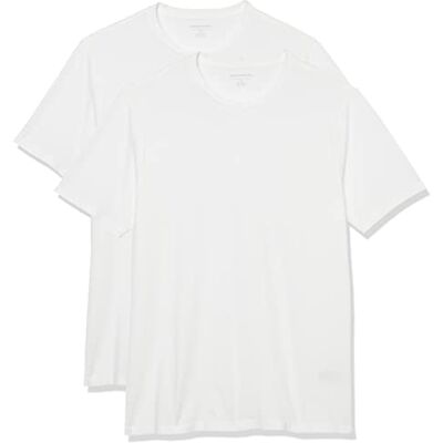 Amazon Essentials Herren T-Shirt mit kurzen Ärmeln und Rundhalsausschnitt in schmaler Passform, 2er-Pack, Weiß, XS Amazon Essentials Herren T-Shirt mit kurzen Ärmeln und Rundhalsausschnitt in schmaler Passform, 2er-Pack, Weiß, XS