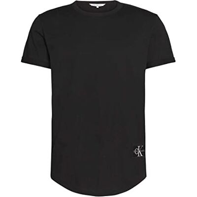 Calvin Herren T-Shirt Kurzarm Badge Turn Up Sleeve Rundhalsausschnitt, Schwarz (Ck Black), XS Calvin Herren T-Shirt Kurzarm Badge Turn Up Sleeve Rundhalsausschnitt, Schwarz (Ck Black), XS