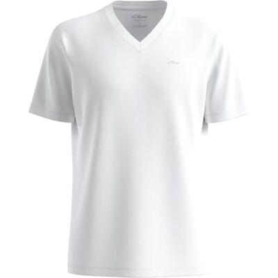 s.Oliver Herren T-Shirt – V-Ausschnitt, Regular Fit, Baumwolljersey, Logo-Detail s.Oliver Herren T-Shirt – V-Ausschnitt, Regular Fit, Baumwolljersey, Logo-Detail