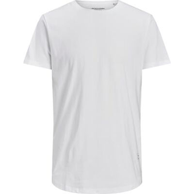 JACK & JONES Herren Basic T-Shirt Plus Size Rundhals Kurzarm Shirt Übergrößen Shortsleeve JJENOA, Farben:Weiß, Größe:5XL JACK & JONES Herren Basic T-Shirt Plus Size Rundhals Kurzarm Shirt Übergrößen Shortsleeve JJENOA, Farben:Weiß, Größe:5XL