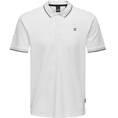 Only & Sons Herren Poloshirt ONSFLETCHER Regular Fit XS S M L XL XXL, Größe:L, Farbe:Bright White Black Contrast Stripe 22024827 Only & Sons Herren Poloshirt ONSFLETCHER Regular Fit XS S M L XL XXL, Größe:L, Farbe:Bright White Black Contrast Stripe 22024827