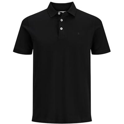 JACK & JONES Herren Slim Fit Polo Shirt JJEPAULOS Uni Sommer Hemd Kragen Kurz Arm Basic Pique Cotton, Schwarz , XS JACK & JONES Herren Slim Fit Polo Shirt JJEPAULOS Uni Sommer Hemd Kragen Kurz Arm Basic Pique Cotton, Schwarz , XS