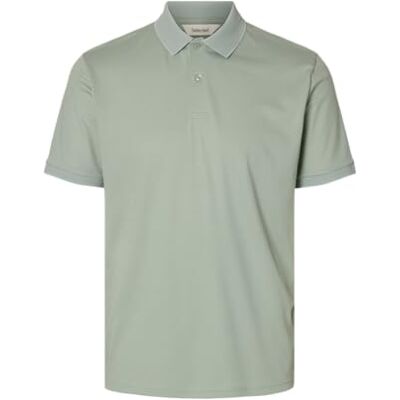 SELECTED MEN Herren Slhfave Button Ss Polo Noos, Aqua Gray, L SELECTED MEN Herren Slhfave Button Ss Polo Noos, Aqua Gray, L
