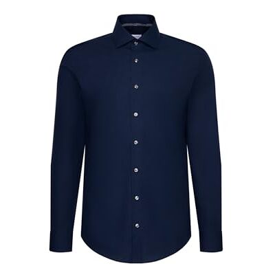 Seidensticker Herren Mens Slim Patch Longsleeve Cotton Hemd, Dunkelblau(665477), 42 EU Seidensticker Herren Mens Slim Patch Longsleeve Cotton Hemd, Dunkelblau(665477), 42 EU
