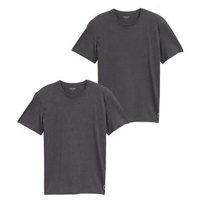 TOM TAILOR Herren Crewneck T-Shirt im Doppelpack, 11086 Dark Grey Melange, L TOM TAILOR Herren Crewneck T-Shirt im Doppelpack, 11086 Dark Grey Melange, L