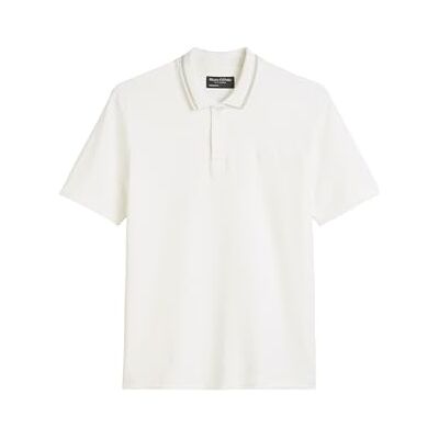 Marc O' Polo Herren Kurzarm-Poloshirt aus Bio-Baumwolle Regular Fit, Cremefarben (Egg White), S Marc O' Polo Herren Kurzarm-Poloshirt aus Bio-Baumwolle Regular Fit, Cremefarben (Egg White), S