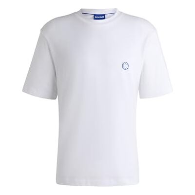 HUGO Herren Niley T-Shirt aus Baumwoll-Jersey mit Happy Logo Weiß XXL HUGO Herren Niley T-Shirt aus Baumwoll-Jersey mit Happy Logo Weiß XXL