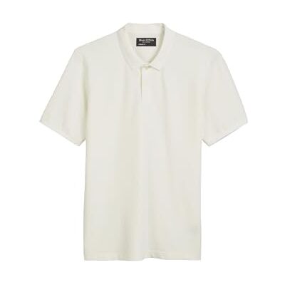 Marc O' Polo Herren Kurzarm-Poloshirt mit Stretch-Anteil Regular Fit, Cremefarben (White Cotton), S Marc O' Polo Herren Kurzarm-Poloshirt mit Stretch-Anteil Regular Fit, Cremefarben (White Cotton), S