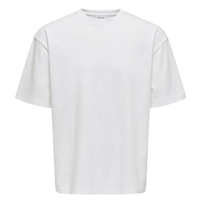 Only & Sons Herren T-Shirt Rundhals Oversize Fit Jersey Shirt Dropped Shoulder Design Top, Farben:Weiß-3, Größe:XL Only & Sons Herren T-Shirt Rundhals Oversize Fit Jersey Shirt Dropped Shoulder Design Top, Farben:Weiß-3, Größe:XL