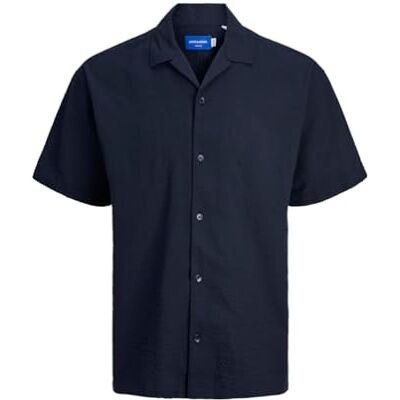 JACK & JONES Herren JOREASTER Palma Seersucker Shirt SS Kurzarmhemd 12256772,Sky Captain/Detail:solid,L JACK & JONES Herren JOREASTER Palma Seersucker Shirt SS Kurzarmhemd 12256772,Sky Captain/Detail:solid,L