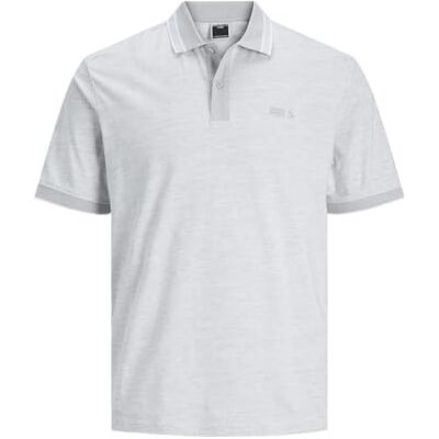 JACK & JONES Herren Jcomelange Jersey Polo Ss Poloshirt, High-Rise/Detail:White Melange, M JACK & JONES Herren Jcomelange Jersey Polo Ss Poloshirt, High-Rise/Detail:White Melange, M