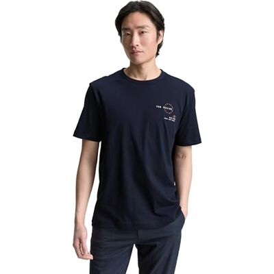 TOM TAILOR Herren 1046794 T-Shirt, 10668 Sky Captain Blue, S EU TOM TAILOR Herren 1046794 T-Shirt, 10668 Sky Captain Blue, S EU