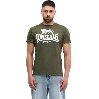 Lonsdale Herren T-Shirt Normale Passform Logo 5XL, Olive/White Lonsdale Herren T-Shirt Normale Passform Logo 5XL, Olive/White