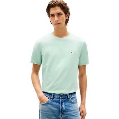 Tommy Hilfiger Herren T-Shirt Kurzarm Seasonal Solid Tee mit Rundhalsausschnitt, Grün (Crushed Mint), XXL Tommy Hilfiger Herren T-Shirt Kurzarm Seasonal Solid Tee mit Rundhalsausschnitt, Grün (Crushed Mint), XXL