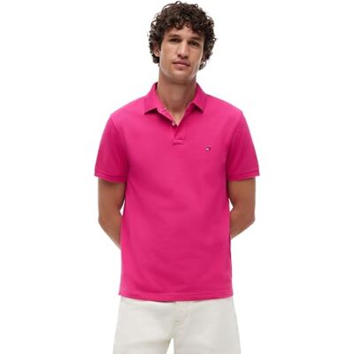 Tommy Hilfiger Herren Poloshirt Kurzarm 1985 Regular Fit, Rosa (Eccentric Magenta), XS Tommy Hilfiger Herren Poloshirt Kurzarm 1985 Regular Fit, Rosa (Eccentric Magenta), XS