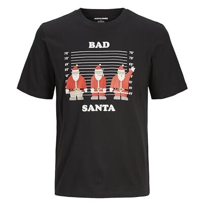 JACK & JONES JACK&JONES Herren JJXMAS Funny Tee SS Crew Neck T-Shirt, Black, Medium JACK & JONES JACK&JONES Herren JJXMAS Funny Tee SS Crew Neck T-Shirt, Black, Medium