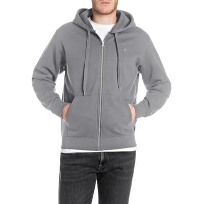 Replay Herren Hoodie mit Reißverschluss Sweatshirtjacke, Lead Grey 093 (Grau), L Replay Herren Hoodie mit Reißverschluss Sweatshirtjacke, Lead Grey 093 (Grau), L