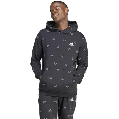 Adidas Herren Seasonal Essentials Monogram Graphic Hoodie, Black, L Adidas Herren Seasonal Essentials Monogram Graphic Hoodie, Black, L