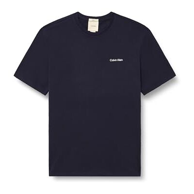 Calvin Herren T-Shirt Kurzarm Micro Logo mit Rundhalsausschnitt, Blau (Dark Sapphire), 2XL Calvin Herren T-Shirt Kurzarm Micro Logo mit Rundhalsausschnitt, Blau (Dark Sapphire), 2XL