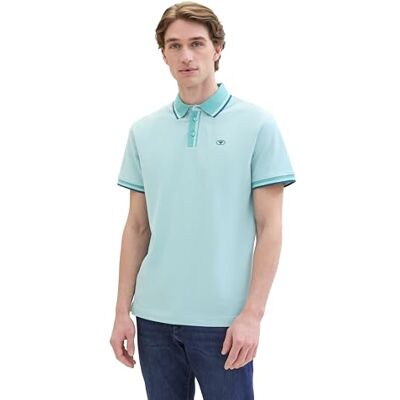 TOM TAILOR Herren Basic Piqué Poloshirt, meadow teal twotone, M TOM TAILOR Herren Basic Piqué Poloshirt, meadow teal twotone, M