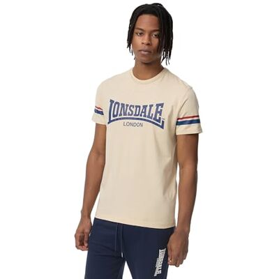 Lonsdale Herren T-Shirt Normale Passform CREICH 3XL, Sand/Navy/Red Lonsdale Herren T-Shirt Normale Passform CREICH 3XL, Sand/Navy/Red
