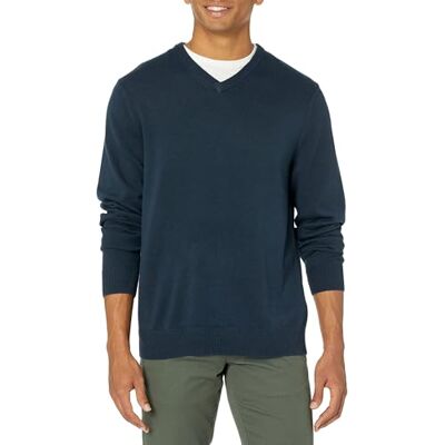 Amazon Essentials Herren V-Ausschnitt Pullover aus Baumwolle, Normale Passform, Navy, XXL Amazon Essentials Herren V-Ausschnitt Pullover aus Baumwolle, Normale Passform, Navy, XXL