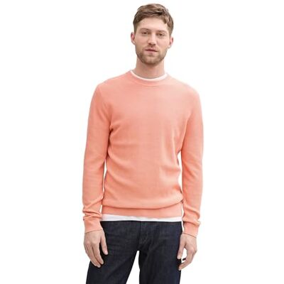 TOM TAILOR Herren Basic Strickpullover aus Baumwolle, 37383 Hazy Coral Rose Melange, XXL TOM TAILOR Herren Basic Strickpullover aus Baumwolle, 37383 Hazy Coral Rose Melange, XXL