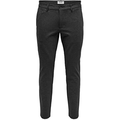 Only & Sons Herren Chino Hose ONSMARK Slim Fit Schwarz Grau Blau Grün, Größe:38W / 34L, Farbe:Dark Grey Melange 22010209 Only & Sons Herren Chino Hose ONSMARK Slim Fit Schwarz Grau Blau Grün, Größe:38W / 34L, Farbe:Dark Grey Melange 22010209